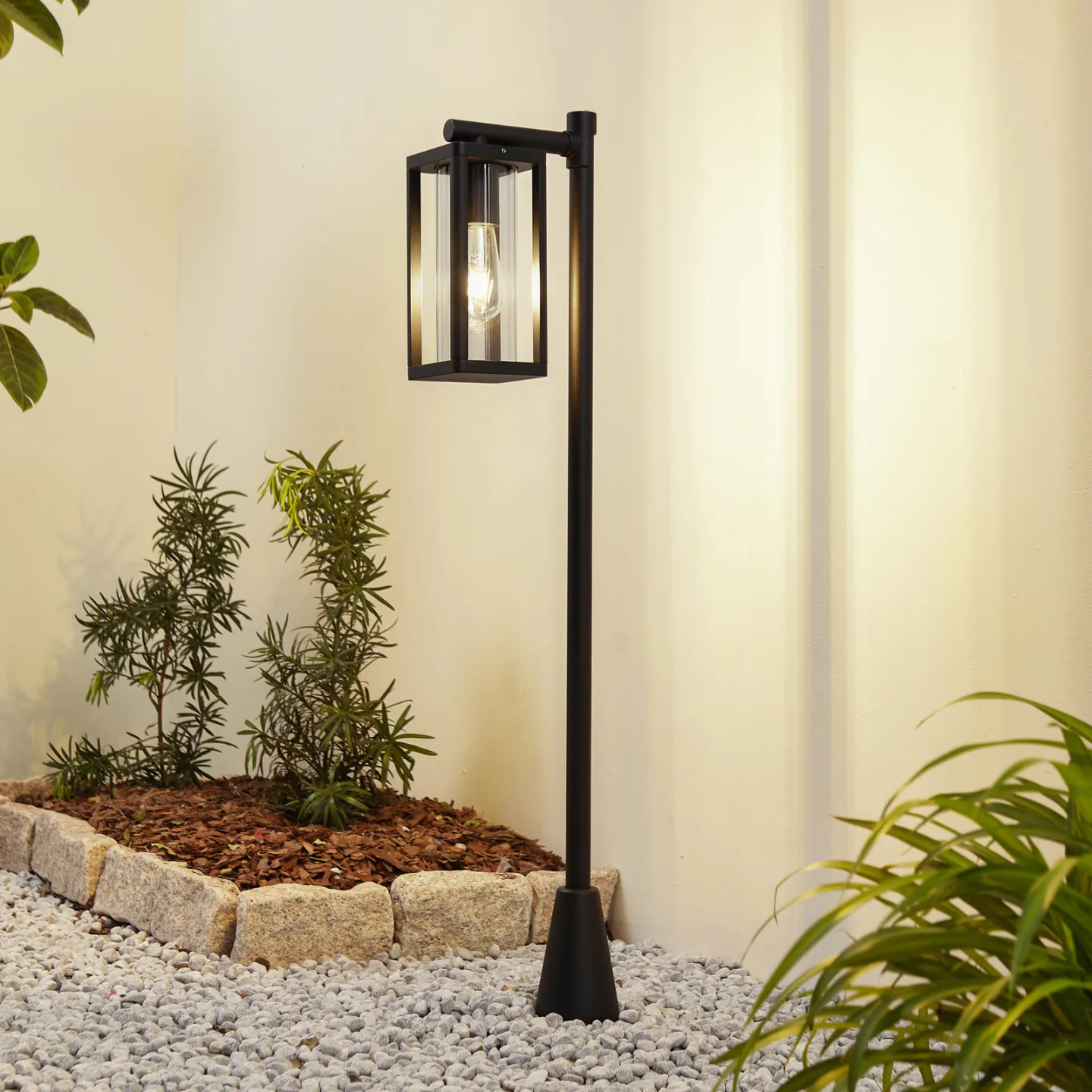 Siveta 1 Parkleuchte H100 Schwarz - Lucande - Terrasse - Modern - Aluminium - Eckig