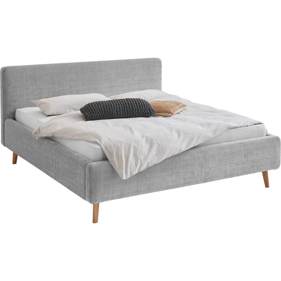 Bett Senja grau Polyester/Baumwolle 160 x 200 cm