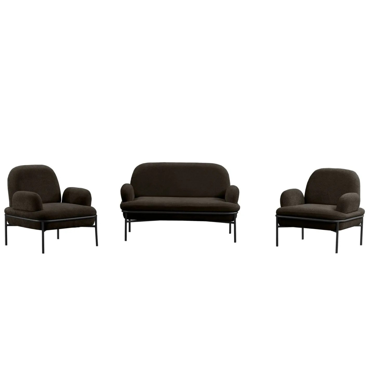 Zyricus Soffgrupp 2-sits Soffa + 2 Fåtöljer Teddy - Antracit