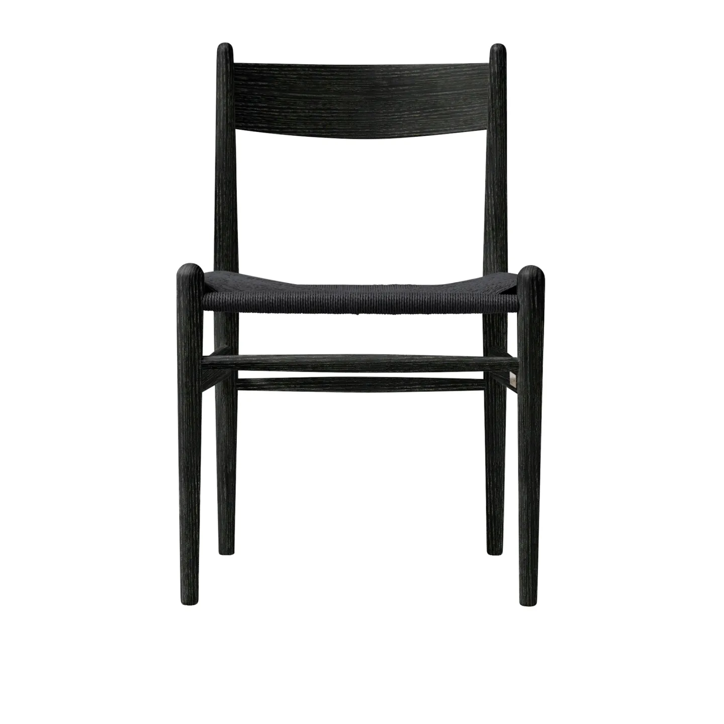 Carl Hansen - CH36, Svartlackad Ek, Svartflätat papperssnöre - Matstolar - Hans J. Wegner - Svart - Papper/Trä