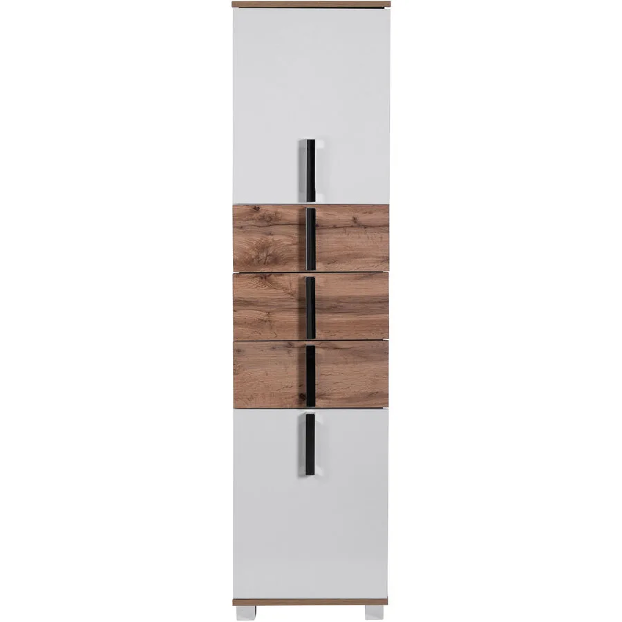 Hochschrank Sezai eiche landhaus/weiss Holzwerkstoff B 40.3 T 32 cm H 163.7 cm