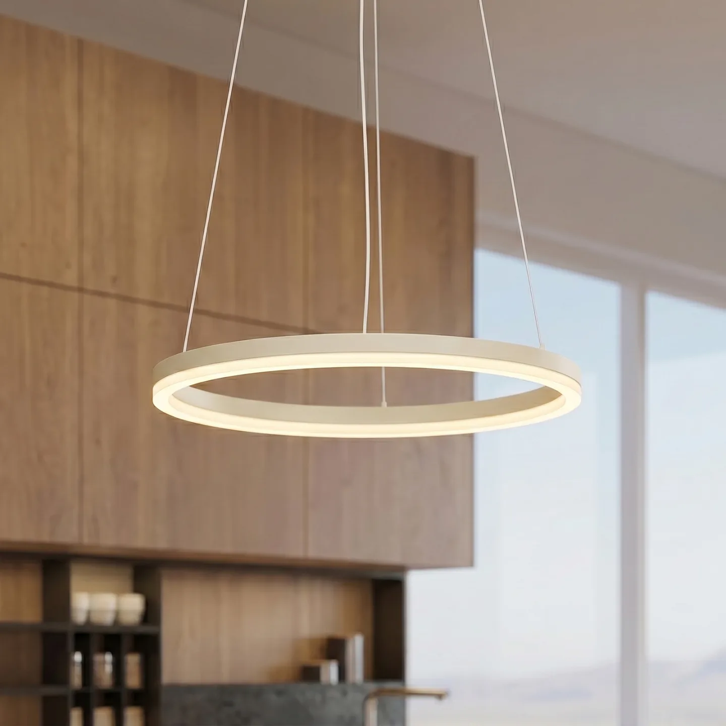 Albiona LED-hængelampe, beige, 1 ring, Ø 40 cm – Arcchio - Køkken - Moderne - Metal - Med én lyskilde
