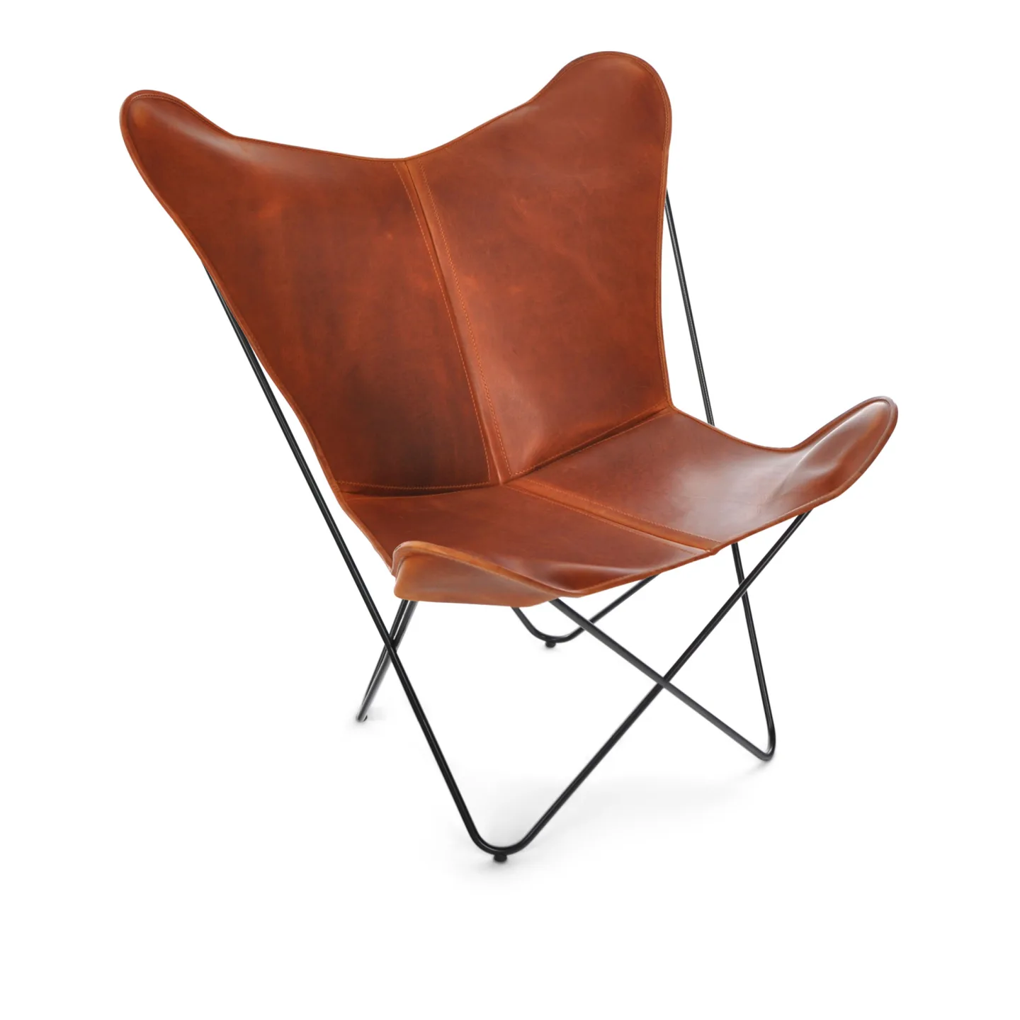 OX Denmarq - Papillon Chair, Black Steel Frame, Leather: Cognac - Fåtöljer - Dennis Marquart - Brun - Läder/Metall