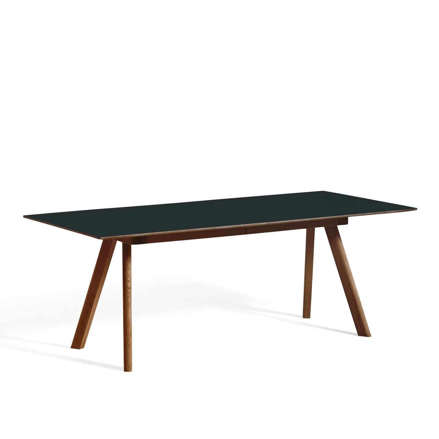 HAY - CPH30 2.0 Extendable Table Lacquered Walnut Frame L200 X W90 X H74 Black Linoleum Tabletop Dark Lacquered Edge - Matbord - Ronan & Erwan Bouroullec - Svart - Trä