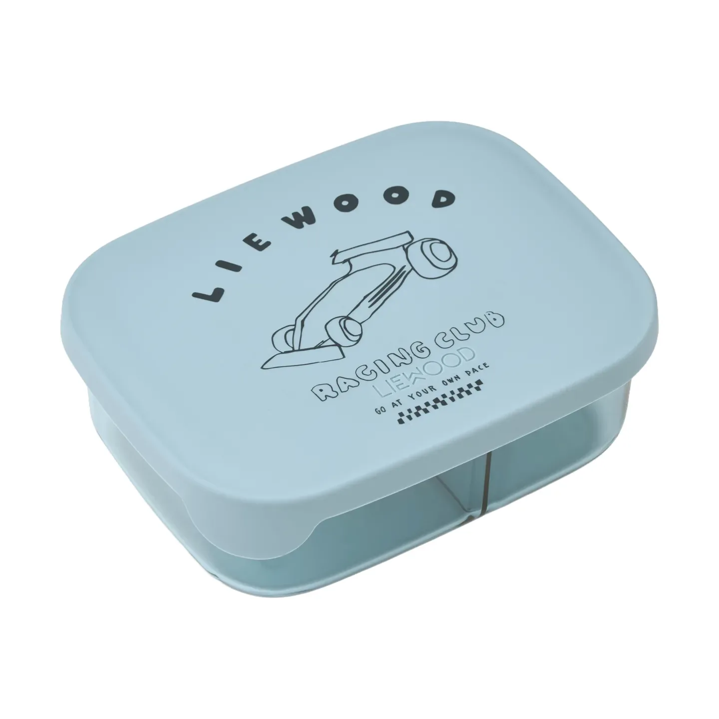 Liewood Arthur Tritan Brotdose 13,5x17 cm Race cars-Beach blue