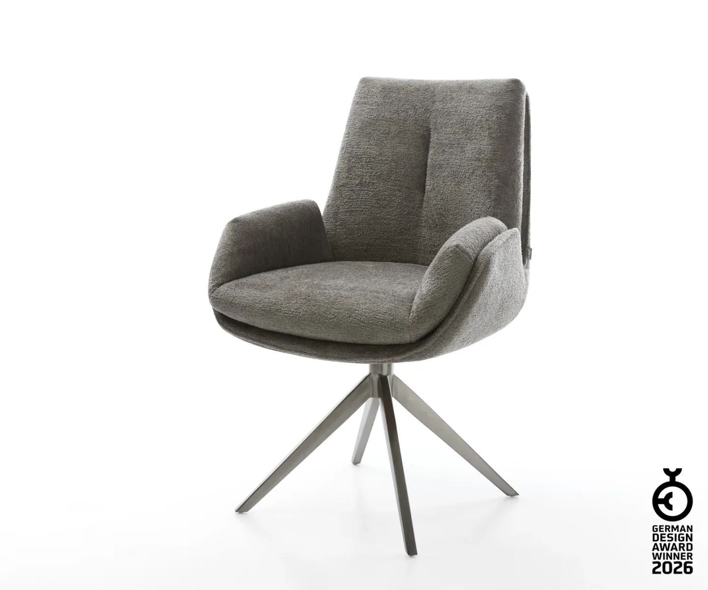 Drehstuhl Clea-Flex Bouclé Soft Schlamm Kreuzgestell breit Graphit 360° drehbar Wippfunktion