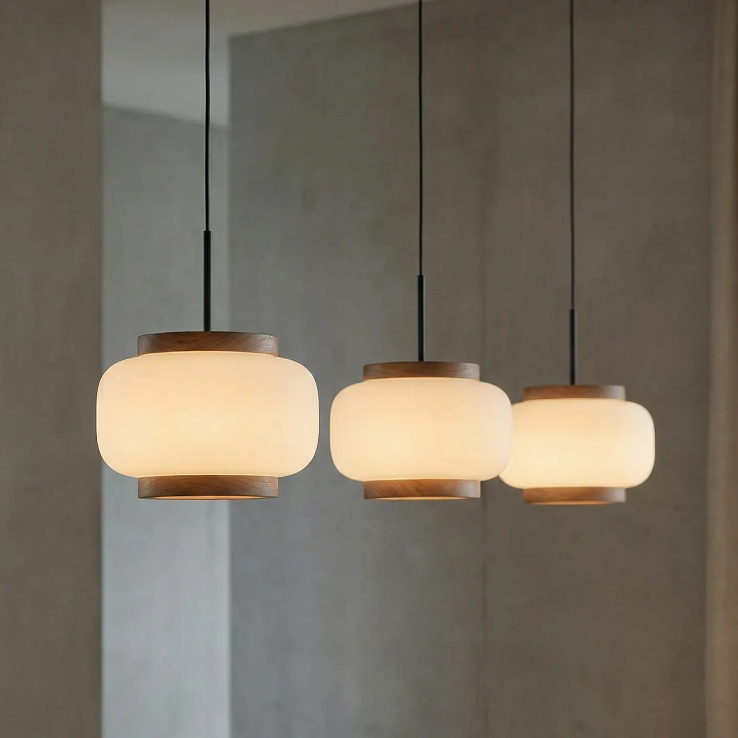 Shiro LED-Hängelampe, 3-fl, höhenverstellbar, Glas - Quitani - Wohnzimmer - Design - Mit Schirm