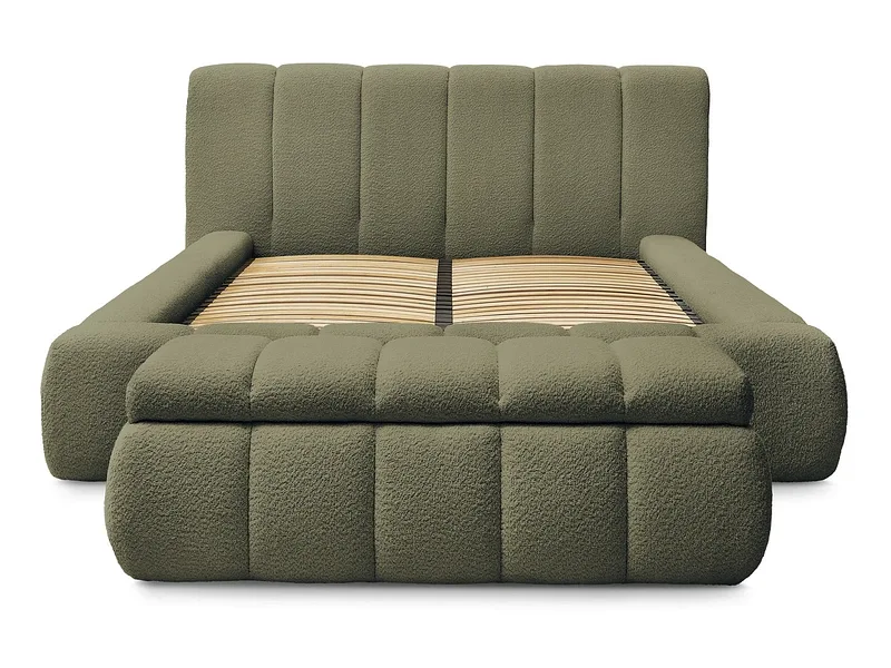 Kastenbett mit Bettkasten BOBOCHIC DENALI 180x200cm boucle-stoff grün