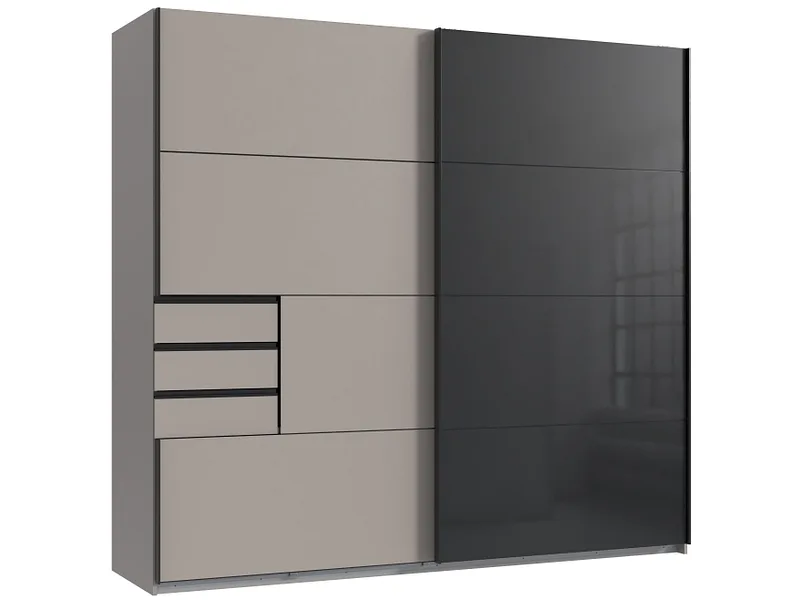 Schwebetürenschrank MIDNIGHT beige 2 Türen 3 Schubladen
