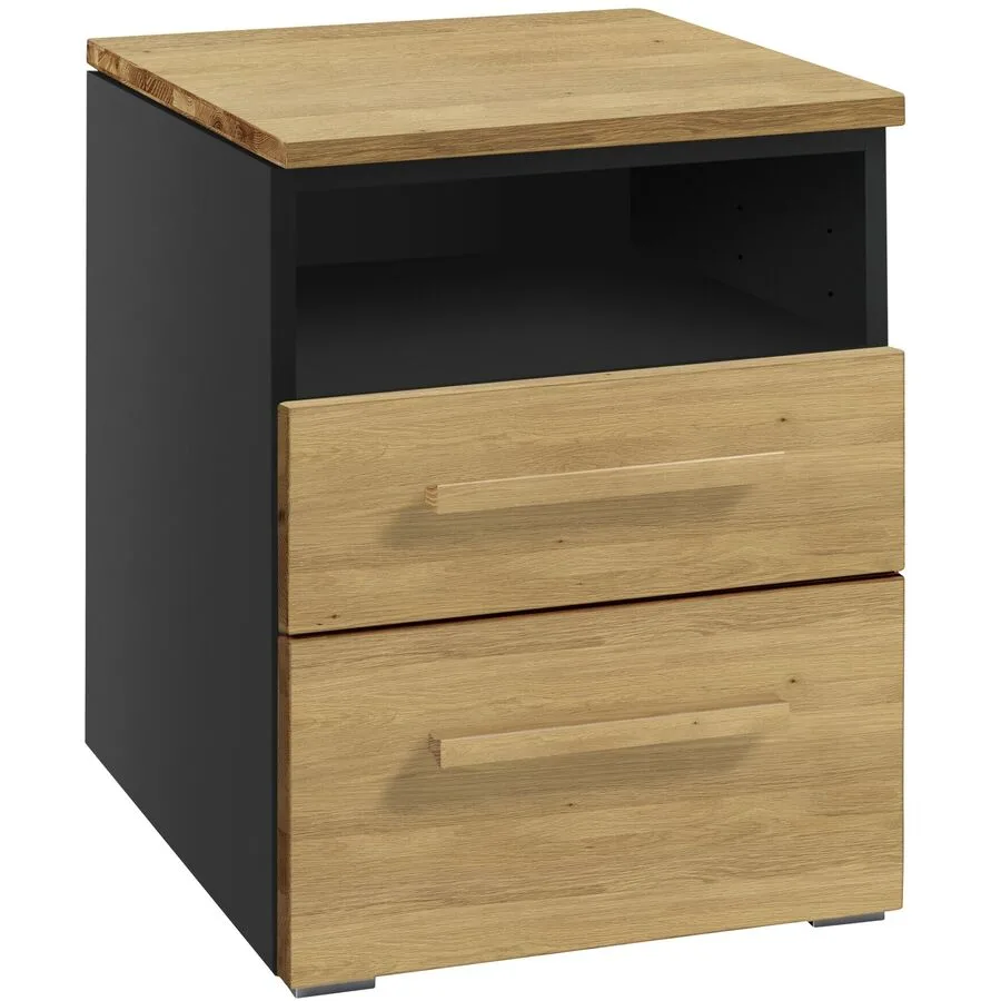 Hasena Nachttisch Reinhold Eiche hell, Anthrazit Holz, MDF Massivholz B 45 H 55 cm