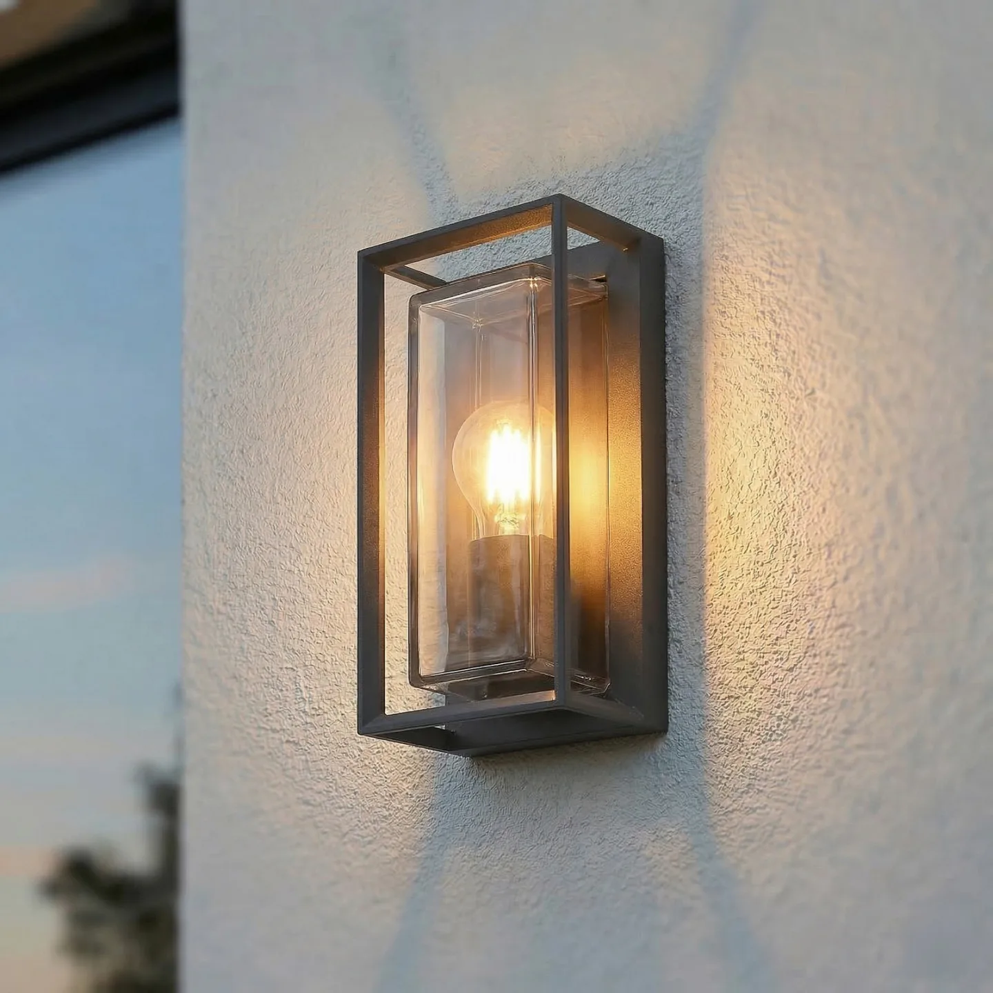 Utomhusvägglampa Ismera, 25 cm, antracit, sensor - Arcchio - Terrass - Modern - Aluminium - Vinklad