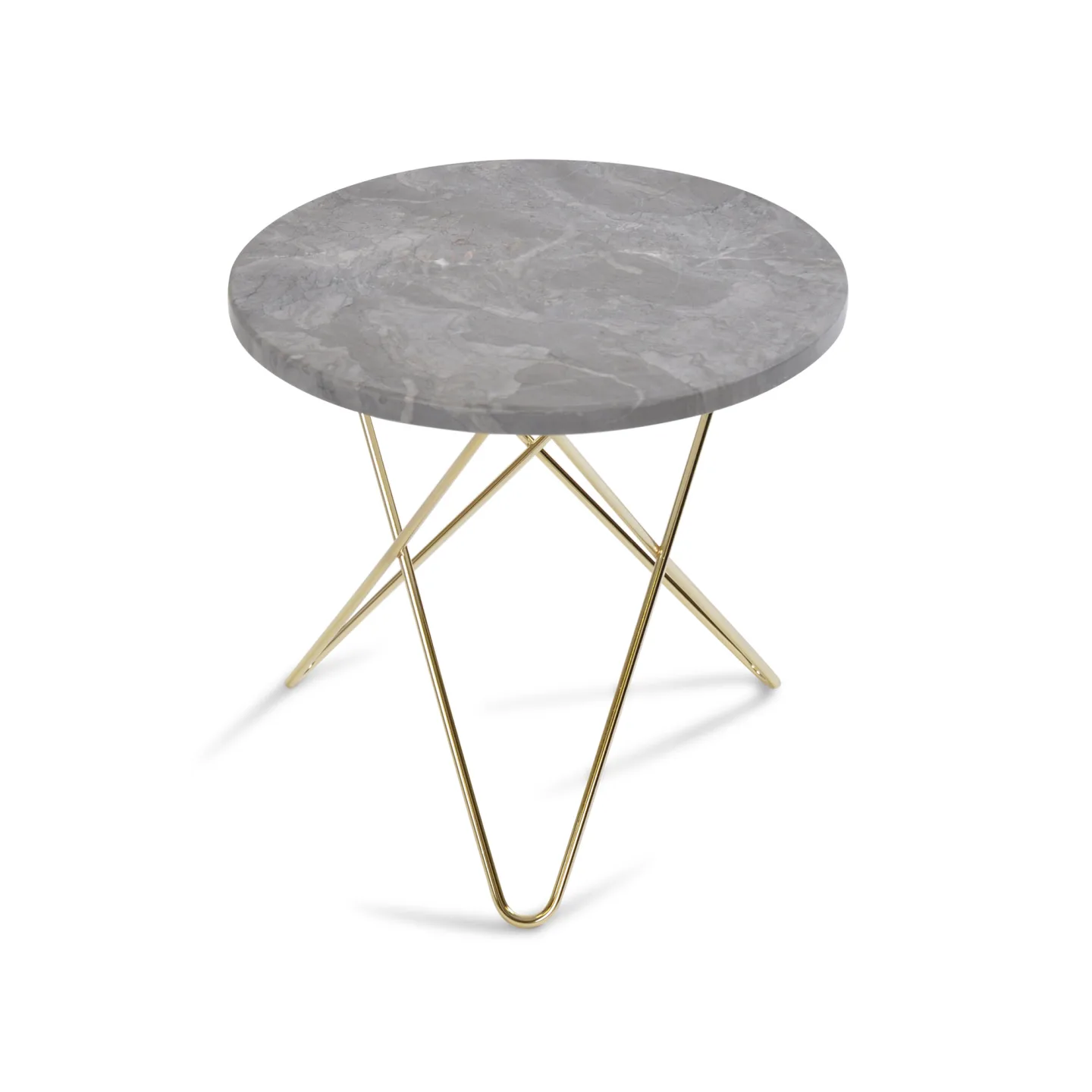 OX Denmarq - Mini O Table, Brass Frame, Top: Grey Marble - Sidobord - Dennis Marquart - Grå - Metall/Sten