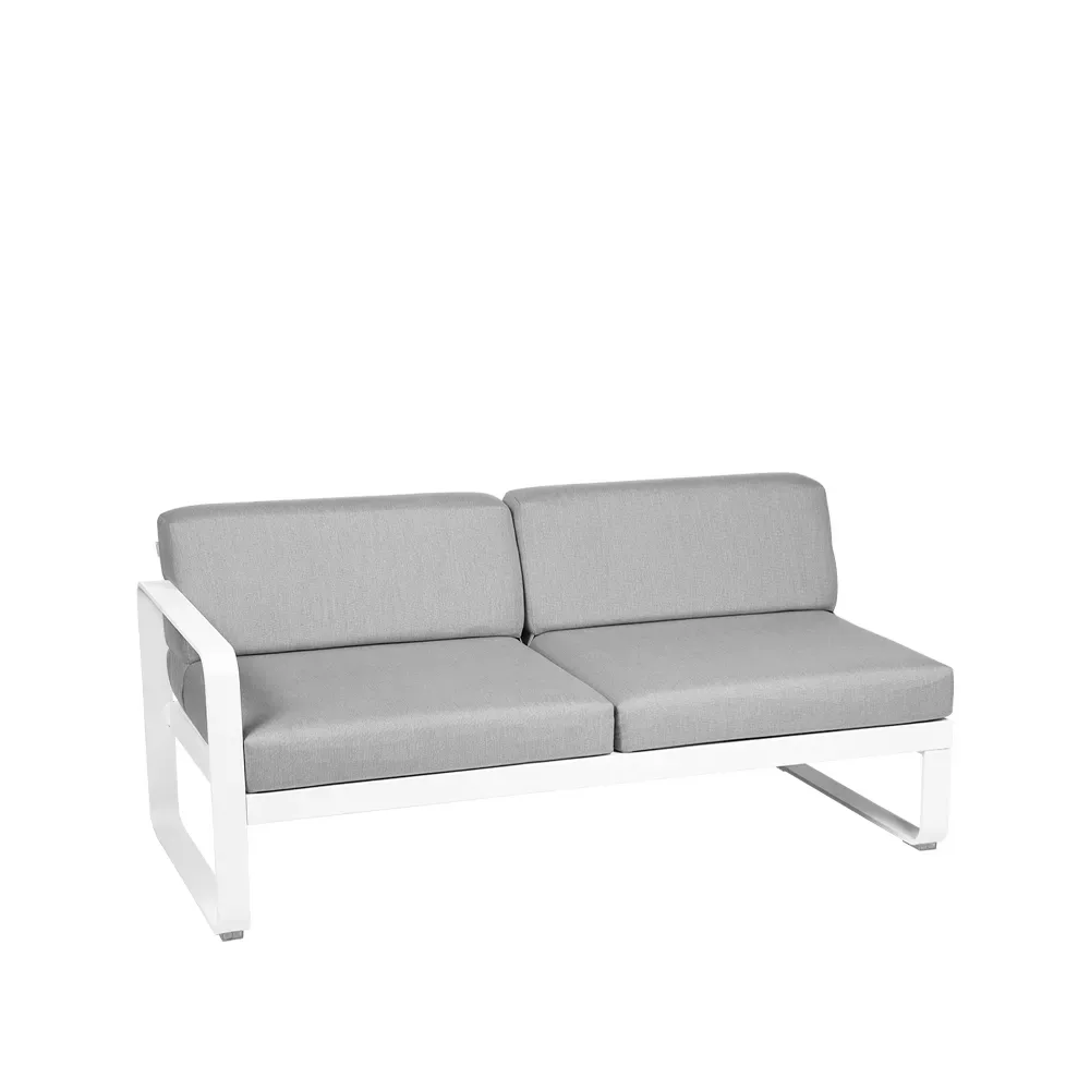 Fermob Bellevie Left modulsoffa 2-sits Cotton white (vit), flannel grey dyna