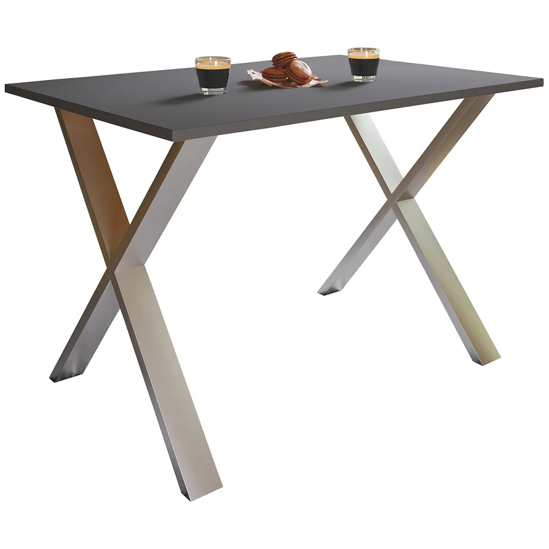XonaX Esstisch 80x50 anthrazit, silberfarben.