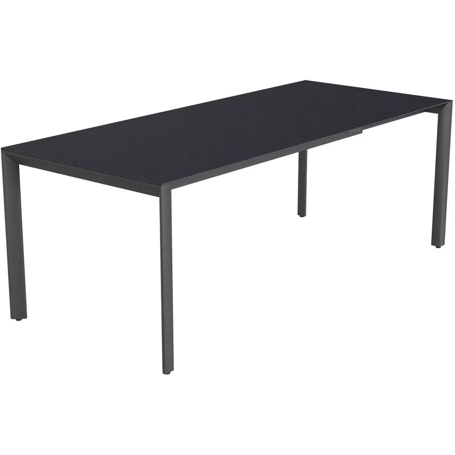 Gartentisch ausziehbar Tropea Schwarz matt / Sirius Mineralkeramik/Stahl pulverbeschichtet B 140 T 90 cm