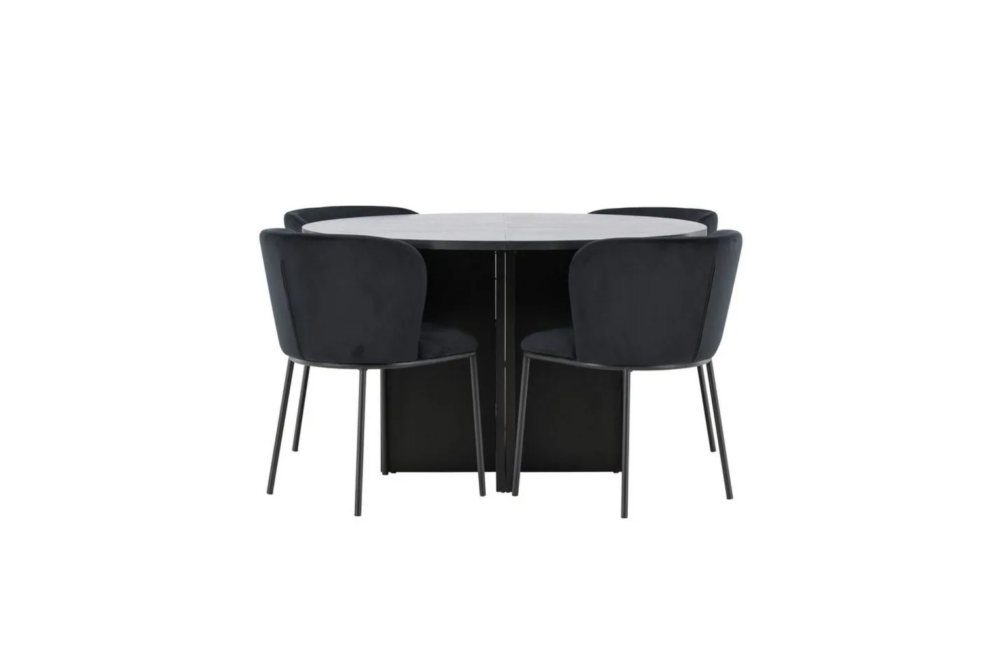 Matgrupp Strada Runt 120/170 cm Svart med Edina Stolar 4 st, Svart - 4 st, Svart