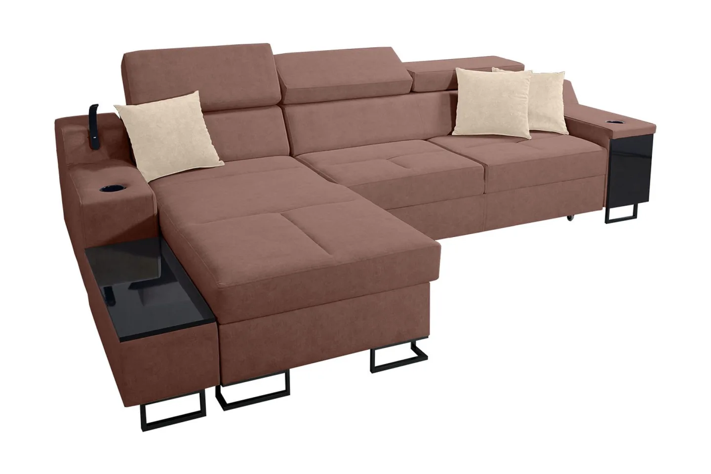 Seginus Bäddsoffa m. Divan Förvaring 3-sits 226x127 - Rosa