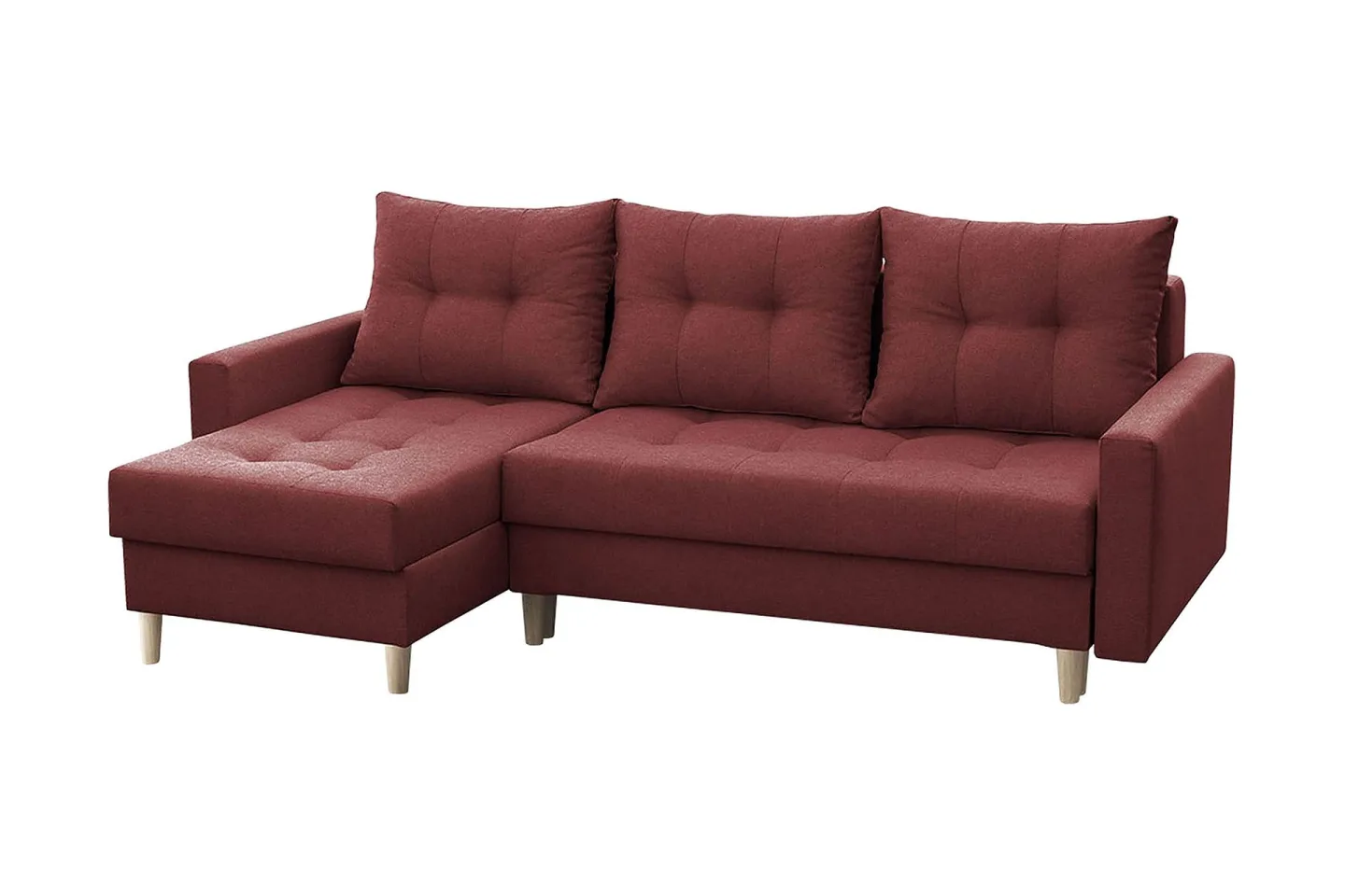 Bodo Divanbäddsoffa 222x140x90 cm - Röd