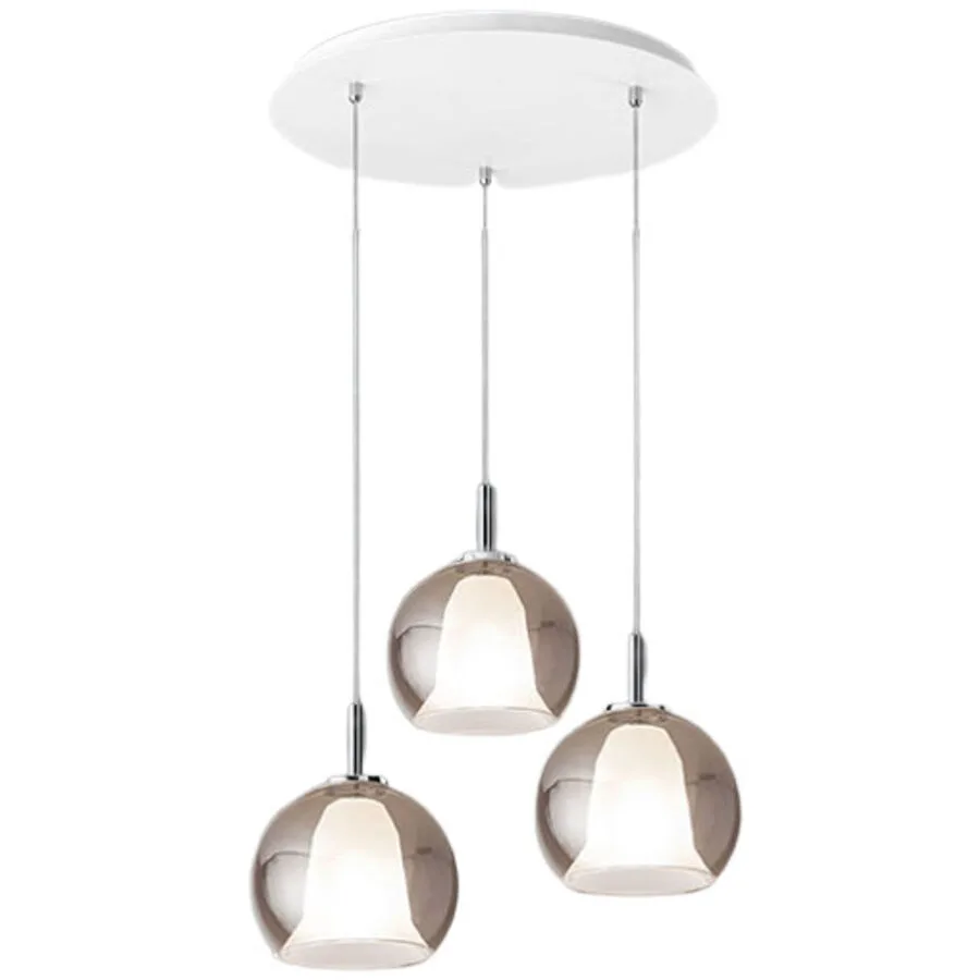 Pendellampe Aby Grau Glas/Metall 26 cm Höhenverstellbar (manuell) - Material: Metall/Glas