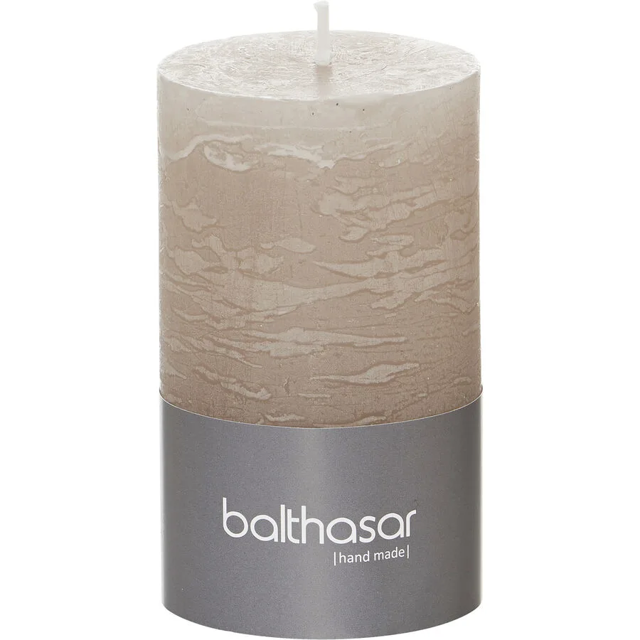 Balthasar Kerze Rustico taupe H10 cm D6 cm, Brenndauer 10h - Material: Wachs