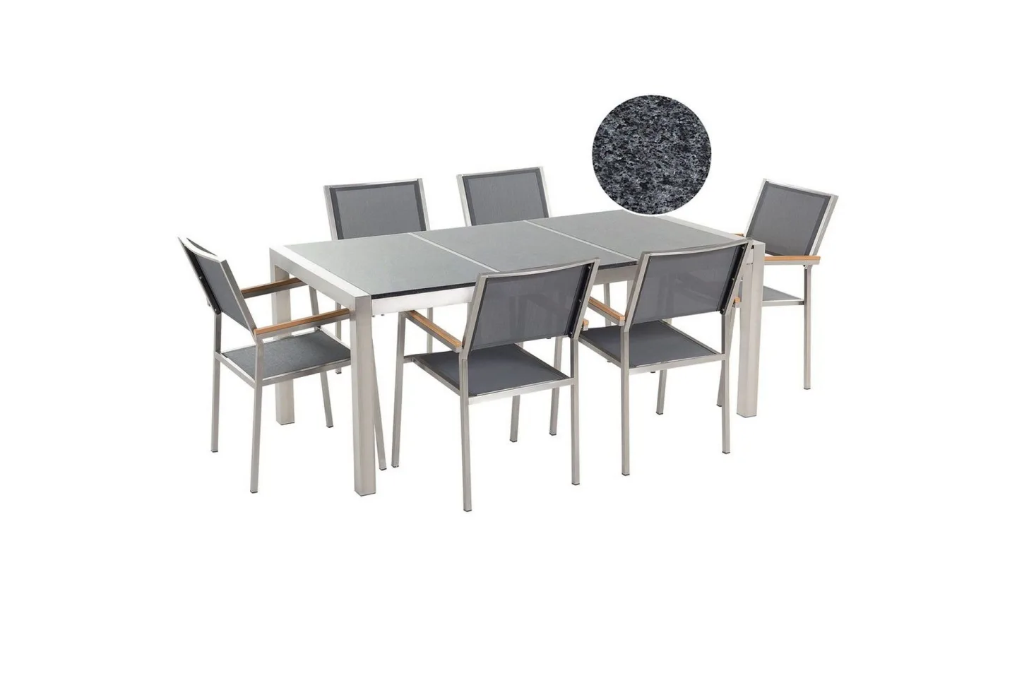 Matsalsset Grosseto Grå/Silver, 6-Sits - Grå/Silver, 6-Sits