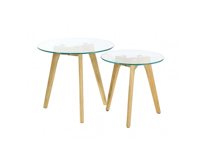 HOME DECO FACTORY 2 Beistelltische GALET 43.5x43.5x50cm durchsichtig