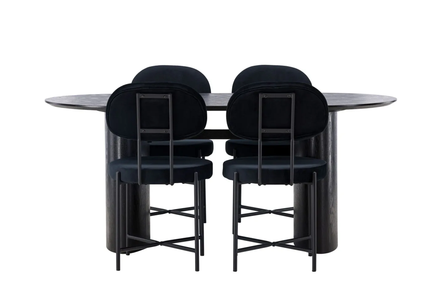 Isolde Matgrupp 180 cm Oval med 4 Stella stolar - Svart