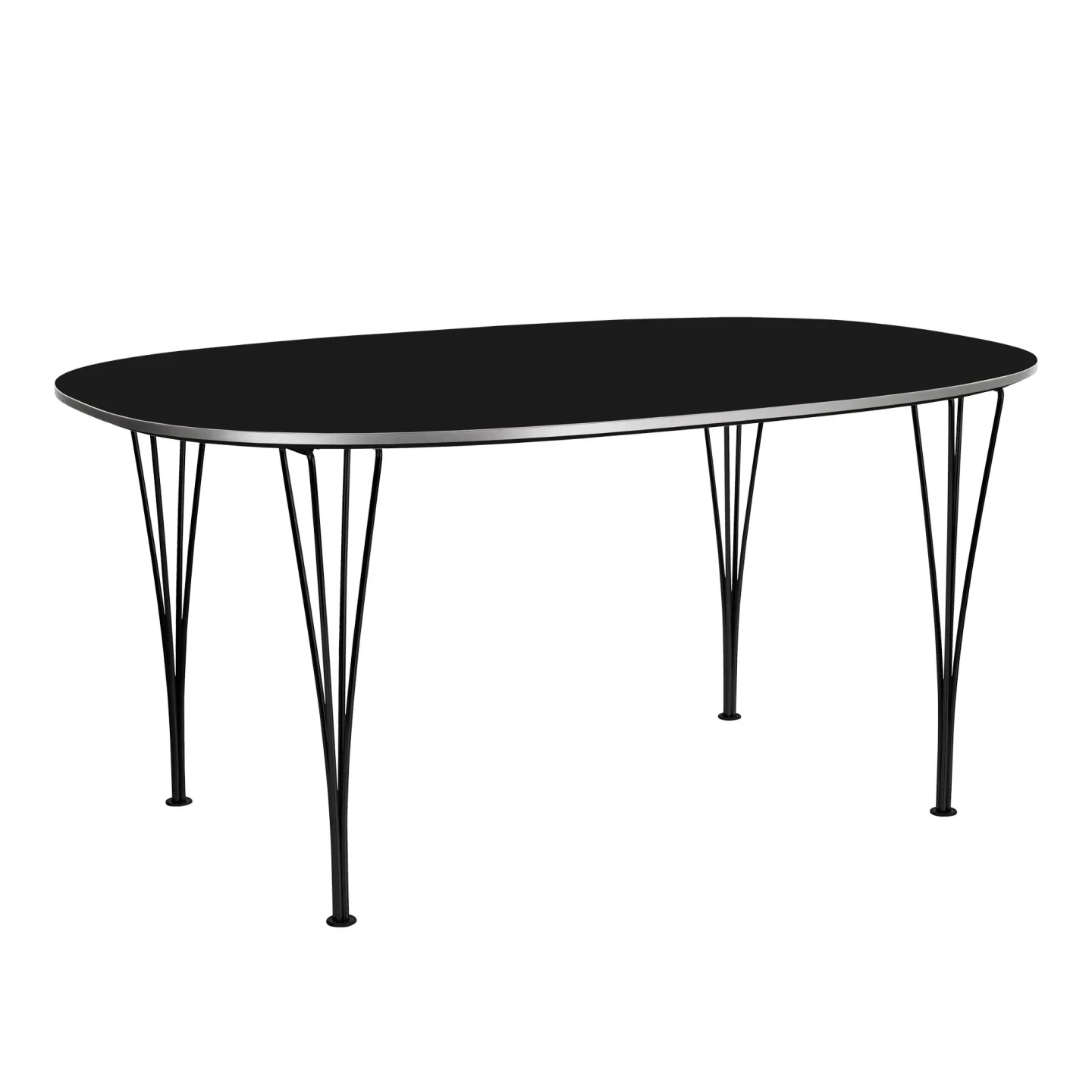 Fritz Hansen - B616 Superellips, 100x170 cm, Laminat, Grå, Grå pulverlack - Matbord - Arne Jacobsen,Bruno Mathsson,Piet Hein - Grå - Metall/Trä