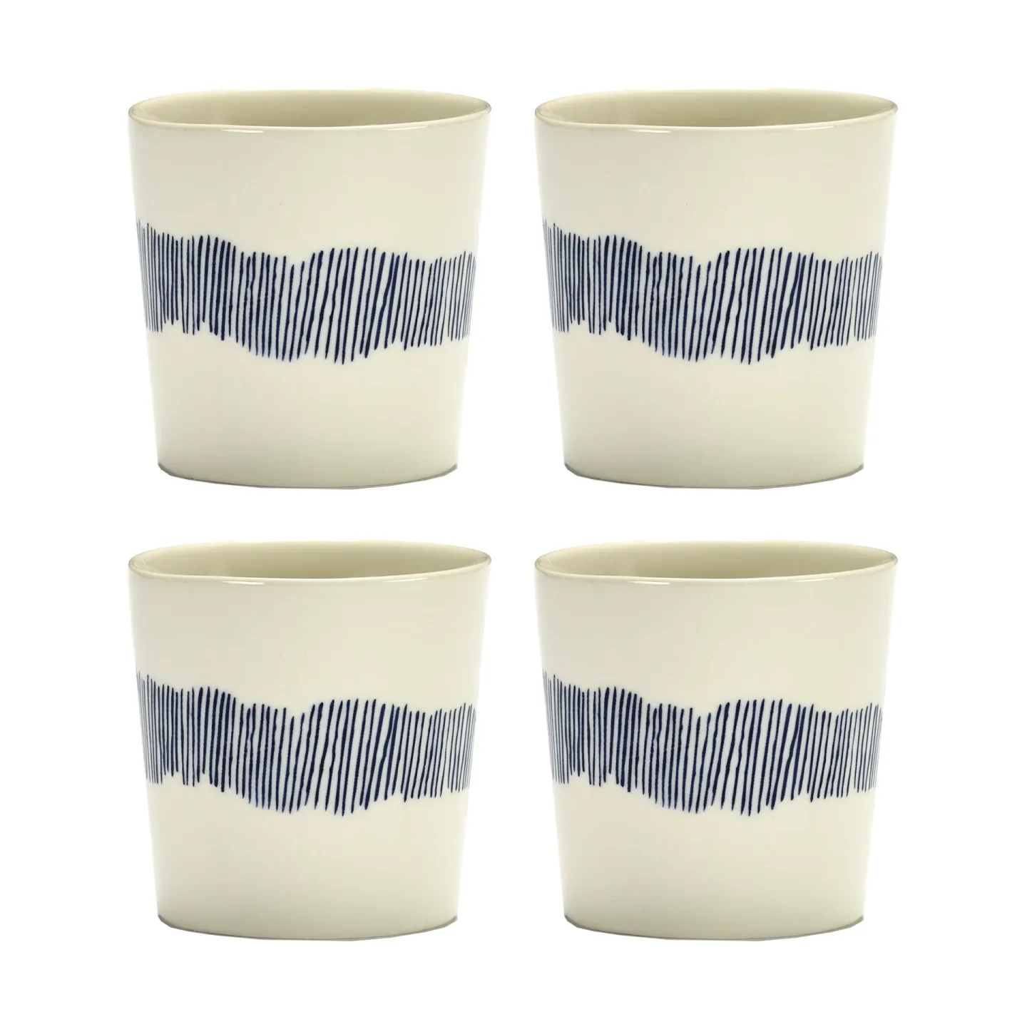 Serax Ottolenghi Feast Kaffeetasse 25 cl 4er Pack White stripes-blue