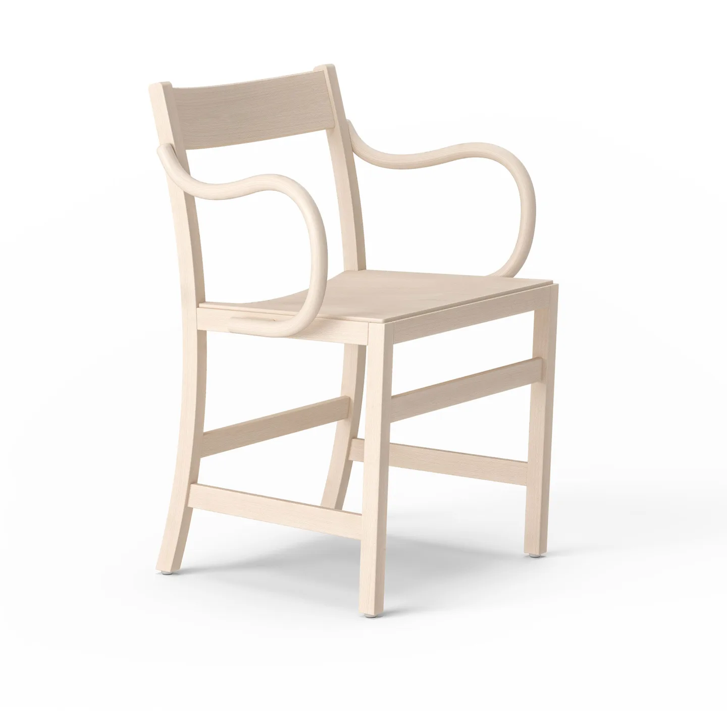 Massproductions - Waiter XL Armchair, White Oiled Beech, Utan klädsel - Matstolar - Chris Martin - Vit - Trä