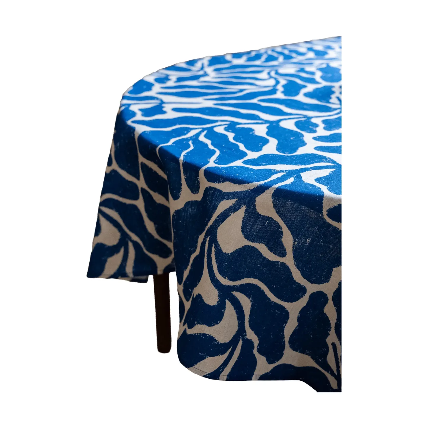 Fine Little Day Leaves Tischdecke Weiß-Blau, 147x147 cm