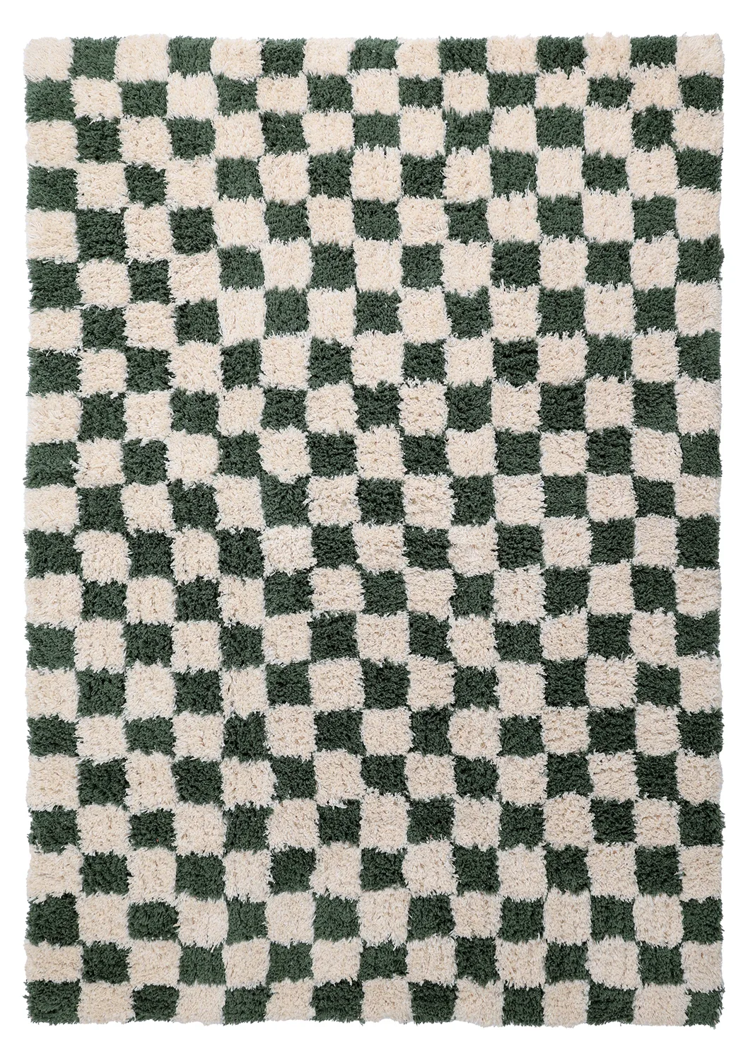 Ryetepper - Methoni Check Cotton Shaggy (krem/grønn) (Størrelse: 240 x 340 cm)