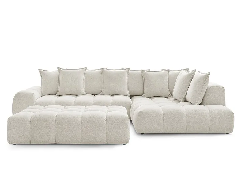 Ecksofa mit Hocker BOBOCHIC EVEREST Stoff chiniert weiss