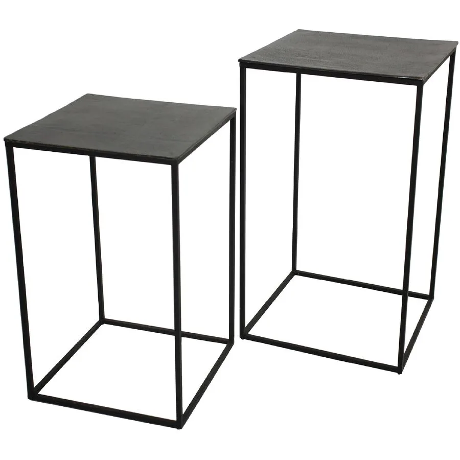 Beistelltisch 2er-Set Mees schwarz Aluminium B 45 H 70 cm