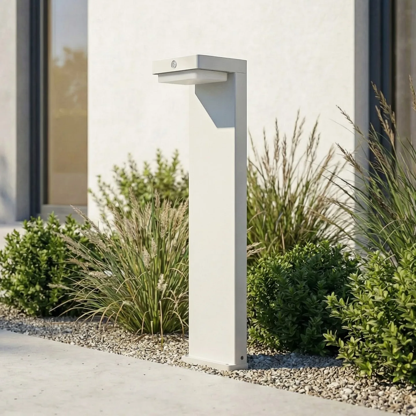 Eleazar LED-sokkellampe til fod, hvid, aluminium, sensor - Lindby - Terrasse