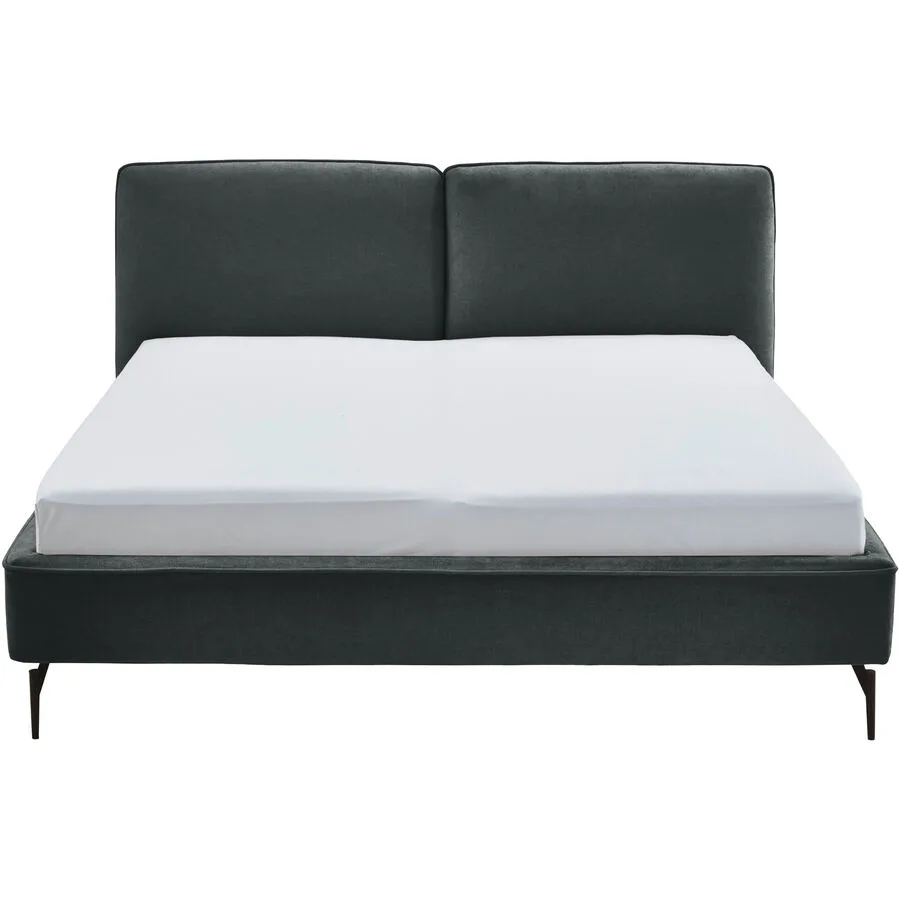 Bett Ibli Schwarz Stoff 180 x 200 cm