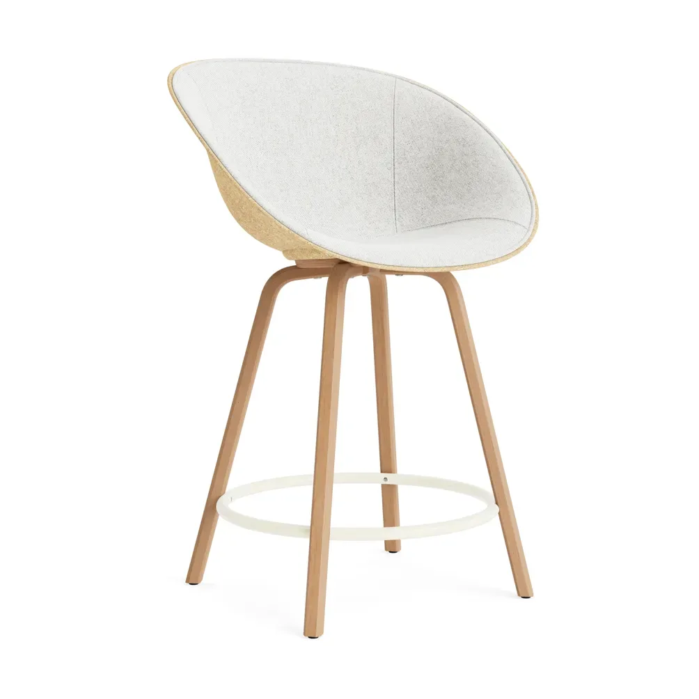 Normann Copenhagen Mat Bar Armchair Armlehnstuhl mit Vorderpolsterung, 65 cm Hallingdal 110-hemp-beech-cream steel