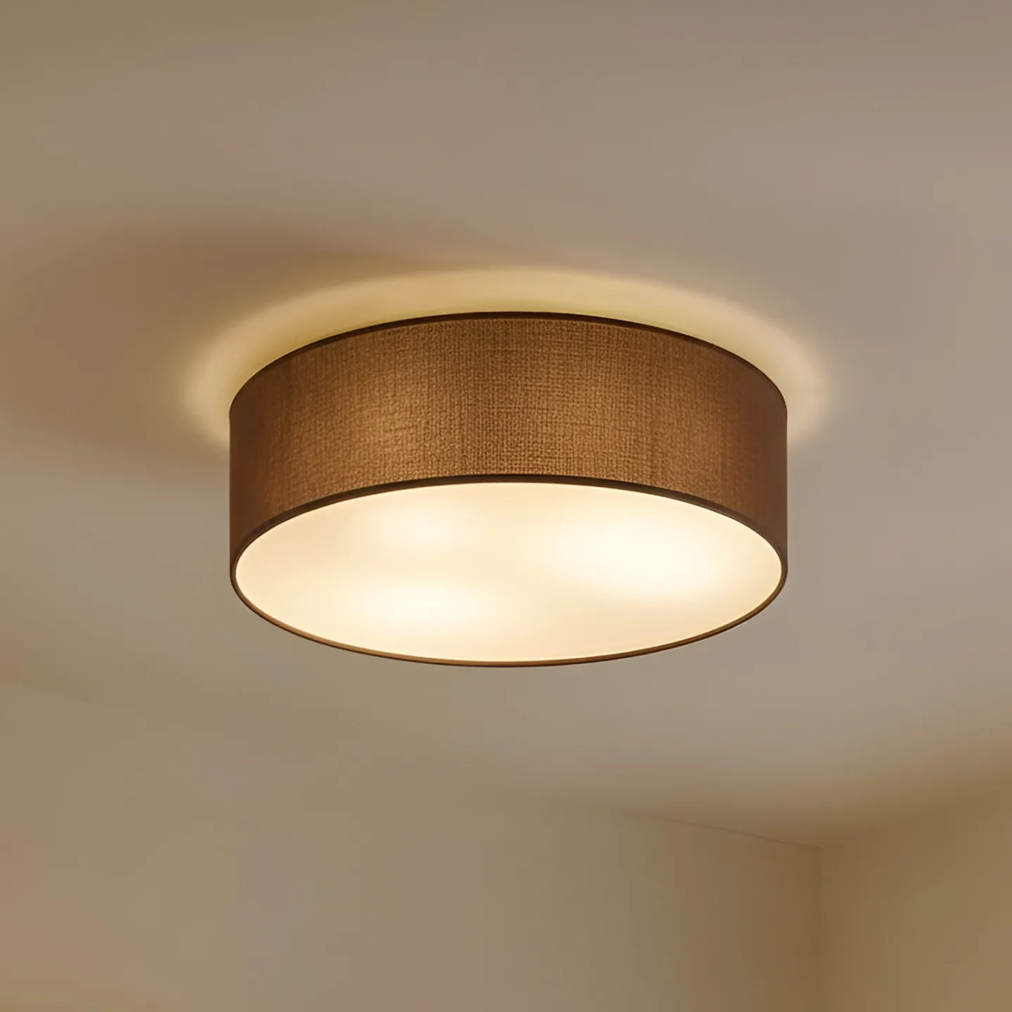 Sebatin Deckenleuchte Ø40 Brown/White/Nickel - Lindby - Schlafzimmer - Modern - Stoff / Textil - Rund