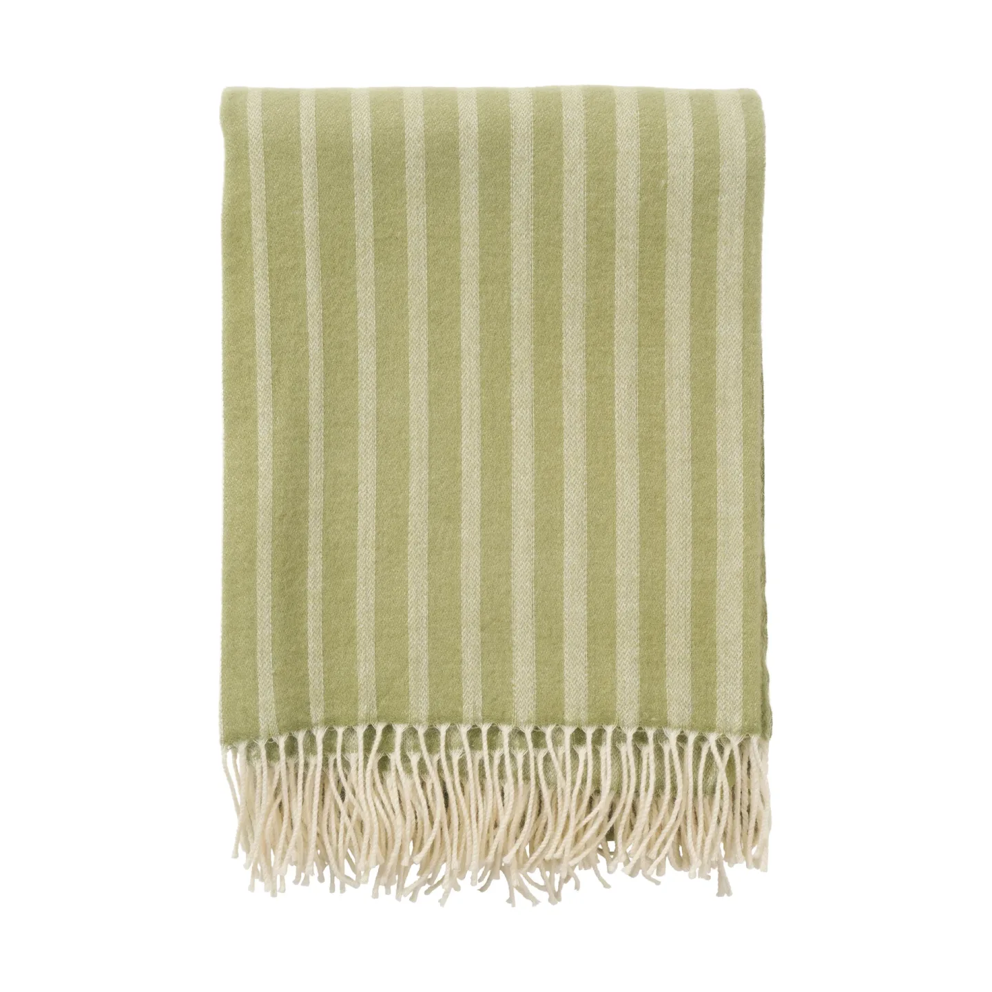 Klippan Yllefabrik Irregular stripes ullpläd Olive, 130x200 cm