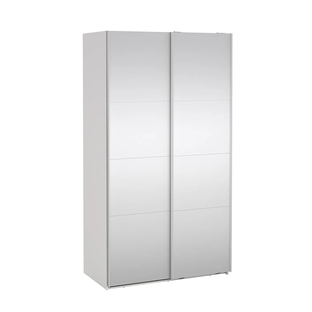 Catania Schiebetürenschrank 2 Türen mit Spiegel 120x220cm weiß.