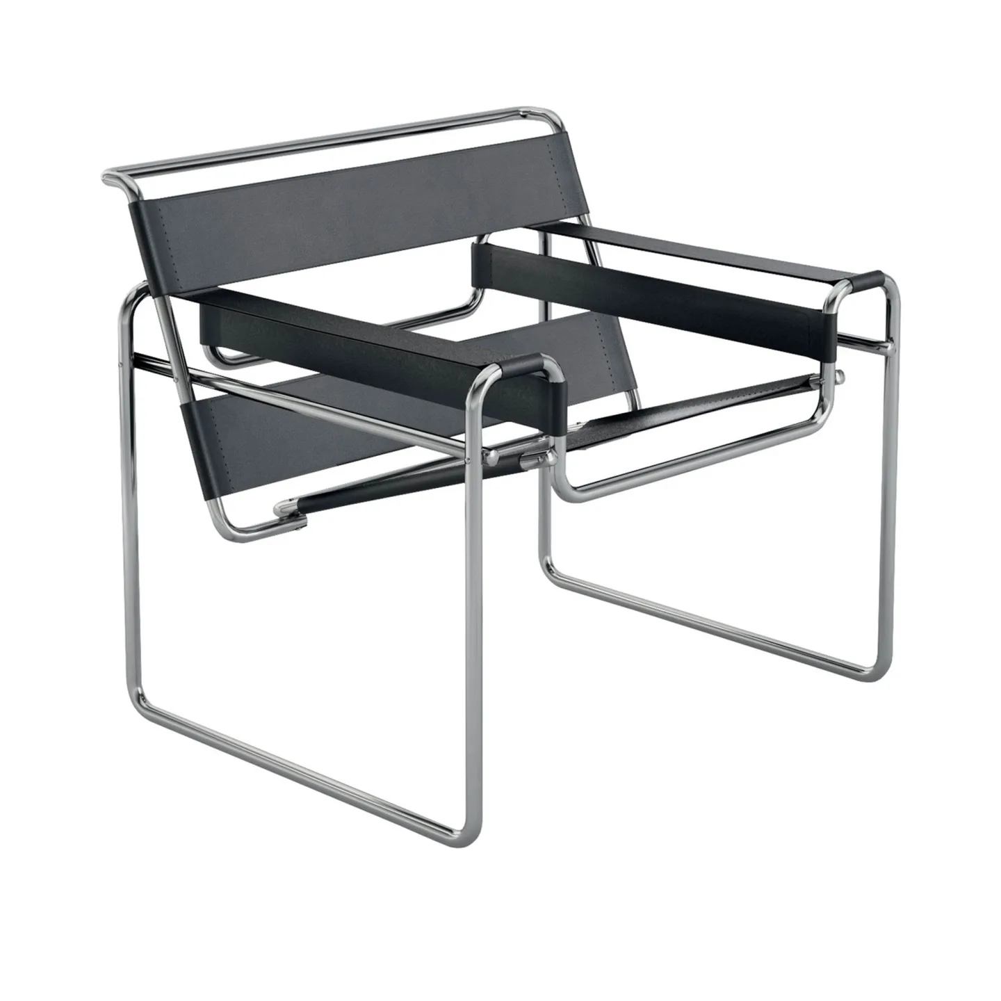 Knoll - Wassily Lounge Chair, Black Cowhide - Fåtöljer - Marcel Breuer - Svart - Läder/Metall
