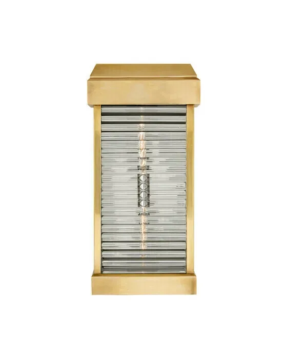 Dunmore Large Curved Glass Louver Sconce Antique-Burnished Brass