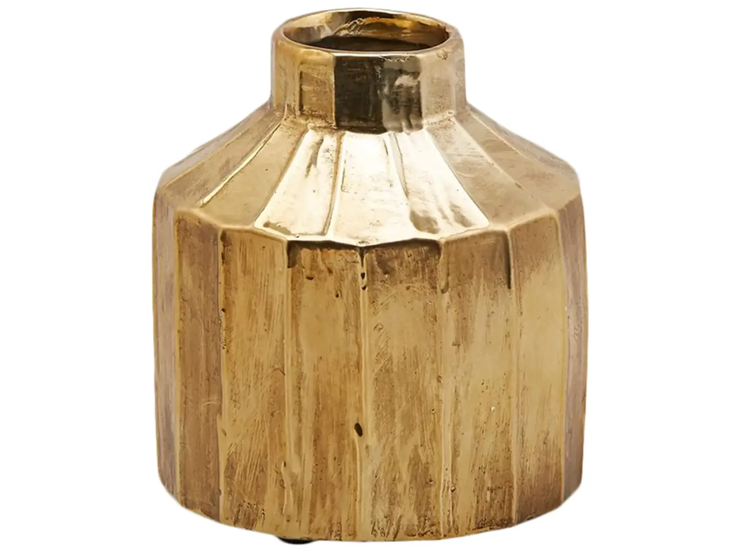 Edg Vase Gerillt Gold H: 18 cm Gelb | Schubiger Möbel