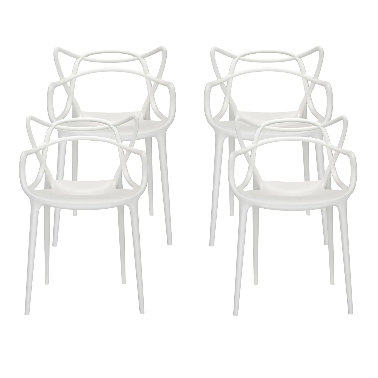 Kartell - Masters Chair 5866, White, 4-pack - Matstolar - Philippe Starck - Vit - Plast