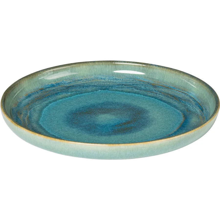 Gipfelstück Teller flach Tiefer See Grün Steinzeug 22 cm