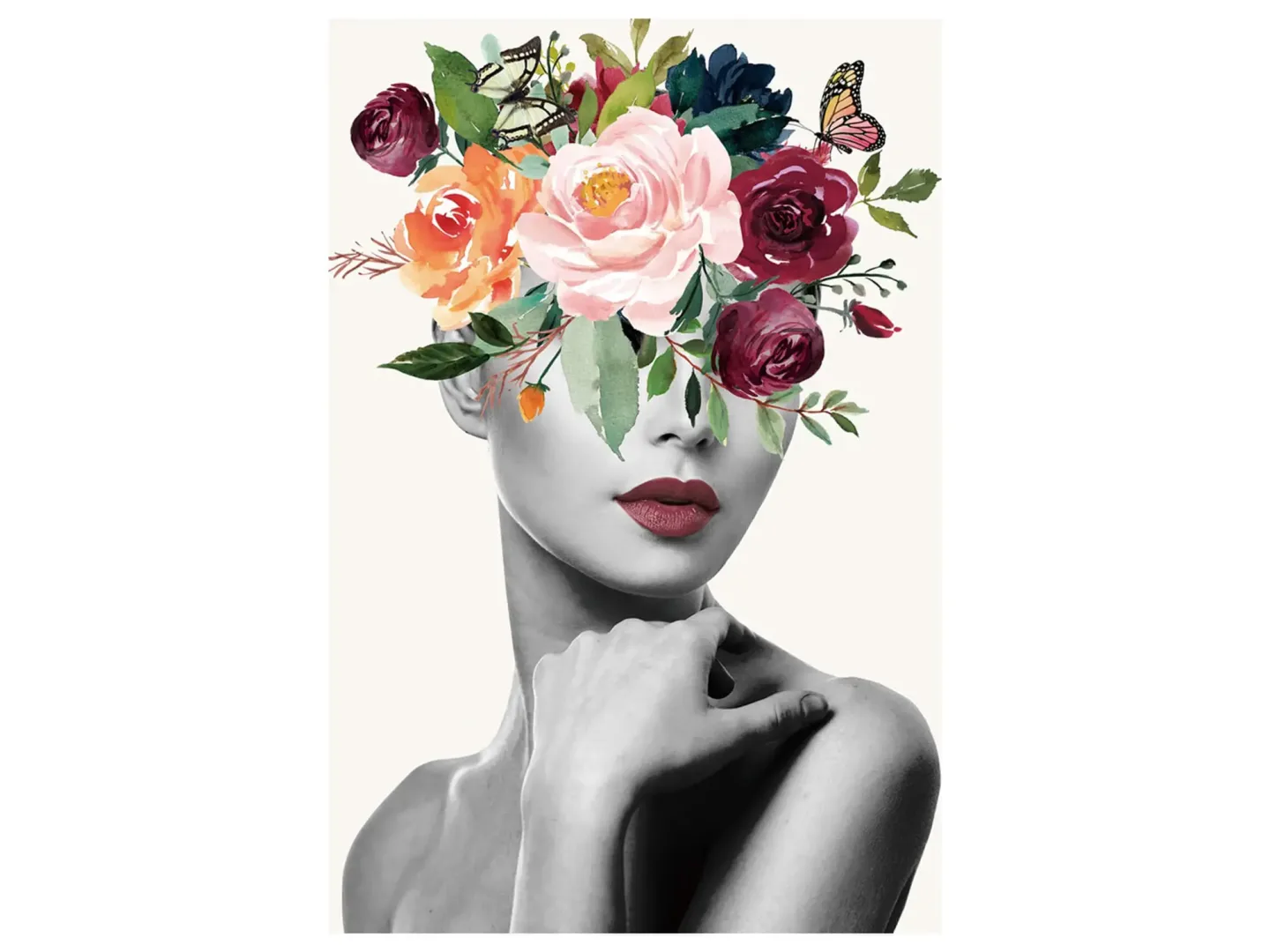 image LAND Digitaldruck auf Glas Lady mit Blumenperücke | Schubiger Möbel