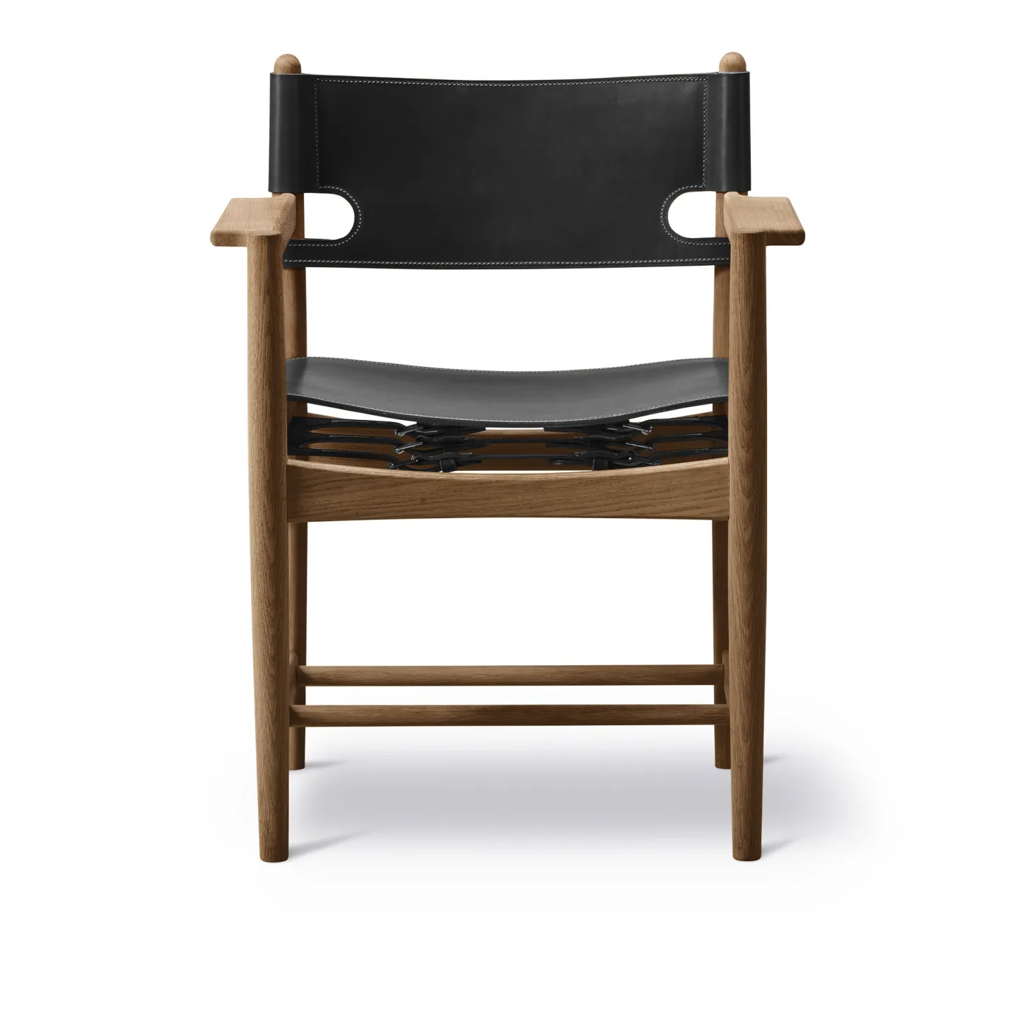 Fredericia Furniture - The Spanish Dining Armchair, Smoked oak, Black leather - Matstolar - Børge Mogensen - Svart - Läder/Trä