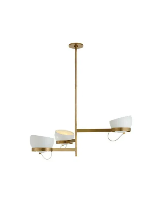 Lightwell Grande Triple Chandelier Soft Brass/White