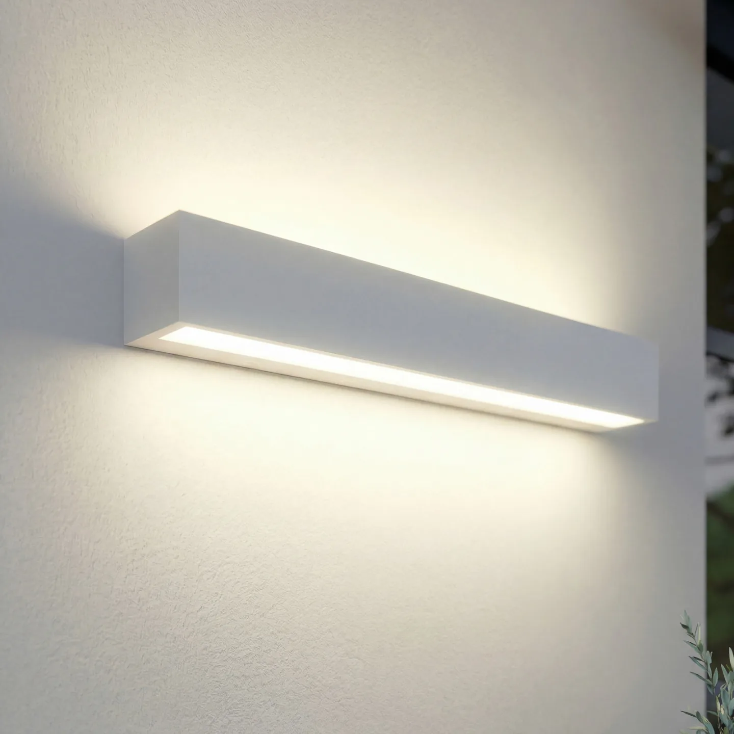 Lengo udendørs LED-væglampe, 50 cm, hvid, op/ned, 3000 K Lucande - Moderne - Aluminium - Kantet
