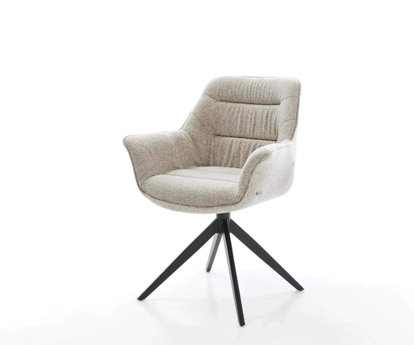 Drehstuhl Kaira-Flex Webstoff Soft Beige Kreuzgestell breit Schwarz 360° drehbar Wippfunktion